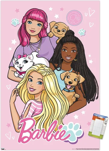 Miniatura 17 de Mattel Barbie - Bonito póster de pared, 22.4 pulgadas de largo x 14.7 pulgadas de ancho, versión enmarcada de madera de granero