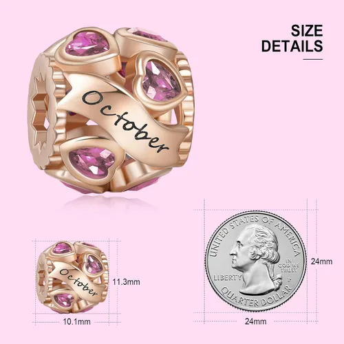 Miniatura 15 de Abalorio de plata de ley 925 con piedra natal de Ningan, abalorio de corazón para pulseras y collares, regalo de cumpleaños para mujeres y niñas