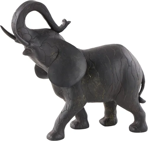Miniatura 12 de Deco 79 Escultura Decorativa de Elefante de Resina Caminando, Estatua de Decoración para el Hogar con Ciervo Marrón Oscuro, Figura Decorativa de 20