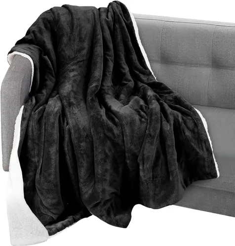 Miniatura 23 de Elegant Comfort Manta reversible de franela sherpa, ultrasuave, mullida, acogedora y afelpada, manta decorativa ligera para todas las estaciones, 50