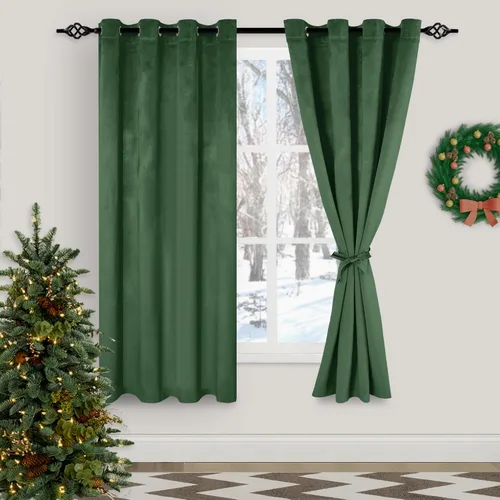 Miniatura 55 de XWZO Cortinas de terciopelo azul de 63 pulgadas de largo, elegantes cortinas de lujo suaves para sala de estar, aislamiento térmico, oscurecimiento