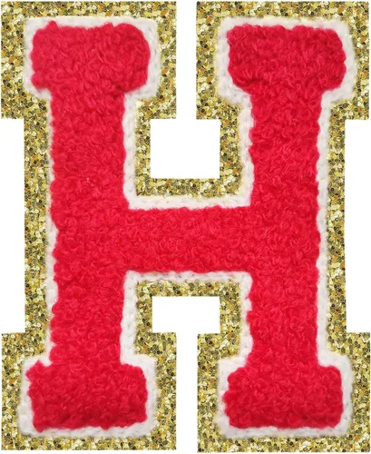 Miniatura 65 de Parches de letras termo-adhesivas de felpilla para chaquetas, parches de letras universitarias con brillantina para planchar en la letra azul A