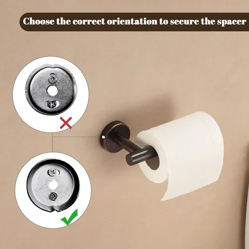 Miniatura 4 de Soporte de papel higiénico de bronce, soporte para toallas de mano, juego de soporte de toalla frotado con aceite, soporte de rollo de papel