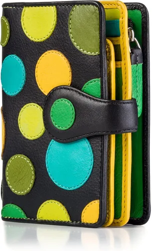 Miniatura 2 de Visconti P1 Saturn - Cartera grande de piel suave con lunares, Lily Pad, Billetera plegable