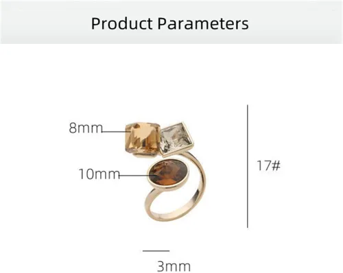 Miniatura 6 de Anillo abierto ajustable de cristal geométrico para mujeres y niñas, bisel apilable redondo, corte princesa, cubo CZ Art Déco, ajuste cómodo, moda