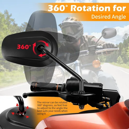 Miniatura 3 de Espejos retrovisores negros de 8 mm en forma de lágrima para motocicleta para Sportster XL 883 1200 Road King V-Rod Street Glide Electra Glide Dyna
