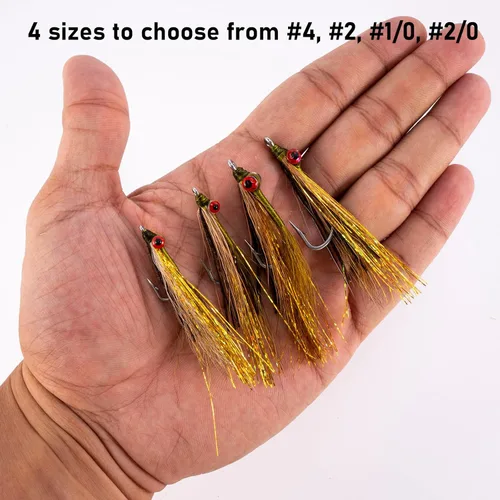 Miniatura 8 de Dr.Fish Paquete de 6 señuelos de pesca con moscas Clouser Minnow para pesca con mosca atada a mano, cebo, pez cebo, boca pequeña, agua salada, agua