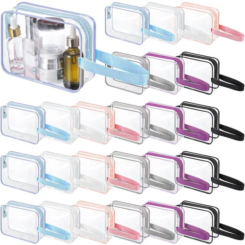 Miniatura 12 de Silkfly Clear Toiletry Bag PVC Travel Cosmetic Bag with Handle Strap Makeup Pouch with Zipper Summer Vacation Salon Graduation Gift End of the Year
