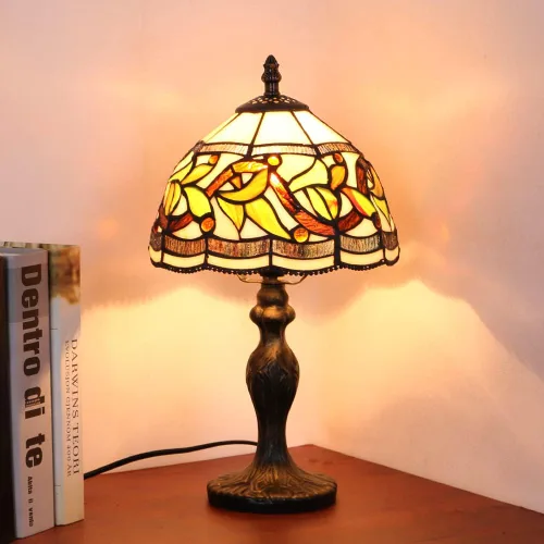 Miniatura 2 de Lámpara de mesa de vidrio teñido, estilo de cuentas de cristal de vidrio teñido, luz de mesa hecha a mano, luz nocturna de escritorio, mesita