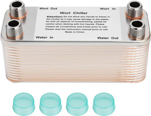 Miniatura 8 de Ferroday Enfriador de mosto de 20 placas, intercambiador de calor de placas soldadas de acero inoxidable, enfriador de placa de rosca 1/2 NPT