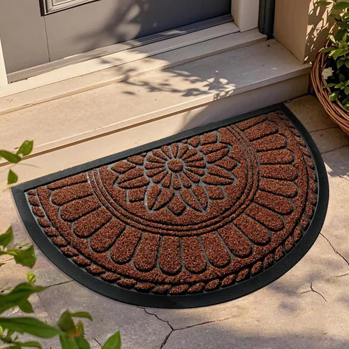 Miniatura 14 de Mibao Tapete semicircular para puerta, tapete antideslizante de bienvenida para entrada, tapetes de goma duraderos, felpudo de bajo perfil Amarillo