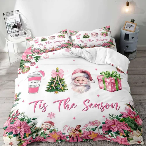 Miniatura 39 de LUVIVIHOME Juego de 3 Piezas de Funda de Edredón de Navidad Tamaño Queen, Juegos de Ropa de Cama, Funda de Edredón a Cuadros Búfalo Negro y Rojo