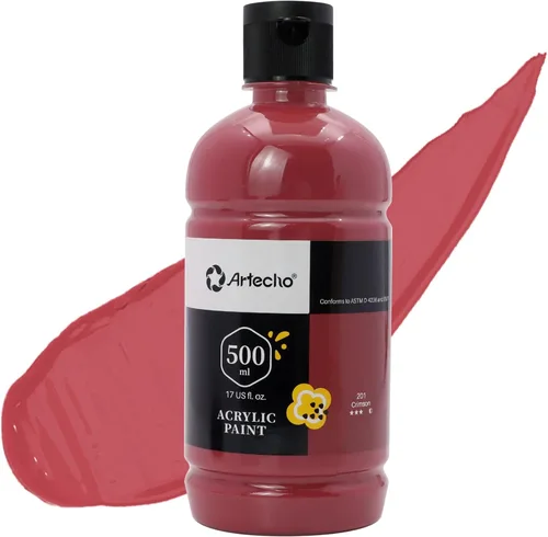 Miniatura 23 de Artecho Pintura Acrílica Oro - Botella Grande 500ml / 17oz, Pintura para Manualidades para Lienzo, Rocas, Madera, Tela, Cerámica, No Tóxica Dorado