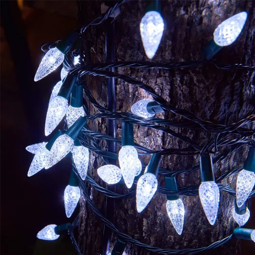 Miniatura 3 de Twinkle Star Guirnalda de luces de Navidad C6, 50 LED de 17 pies, funciona con pilas, con 8 modos de iluminación, luces impermeables para interiores