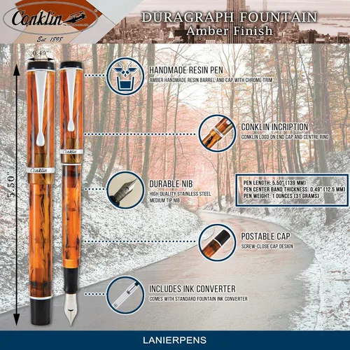 Miniatura 6 de Pluma estilográfica Conklin Duragraph Amber (CK71340)