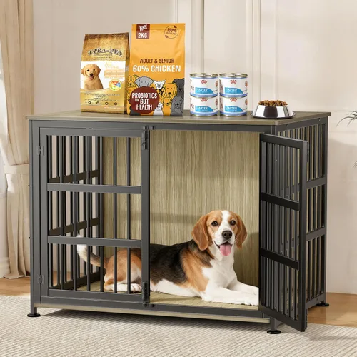 Miniatura 12 de Mueble Jaula para Perros de 46'' Jaula para Perros de Raza Grande Jaulas para Perros de Interior Jaulas para Perros de Madera Mesa Auxiliar Jaula
