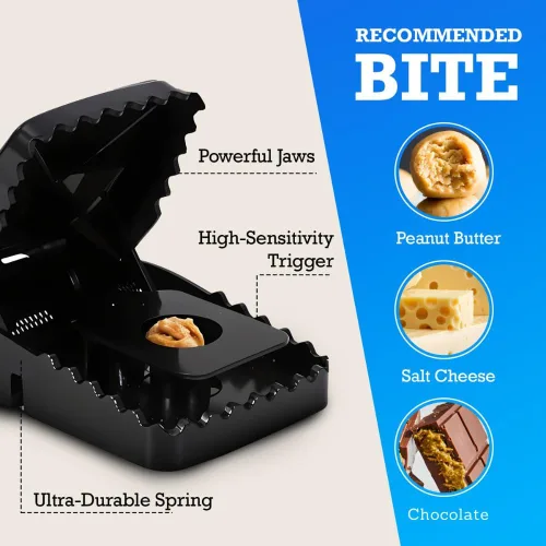 Miniatura 7 de Trampas grandes para ratas - Paquete de 4 trampas reutilizables a presión para ratas, ratones y ardillas – Control de roedores para interiores
