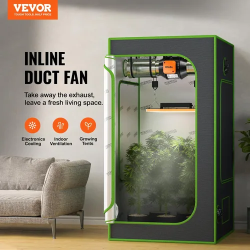 Miniatura 2 de VEVOR Ventilador de conducto en línea, 4 pulgadas 205 CFM con controlador de humedad y temperatura, ventilador silencioso de ventilación con motor