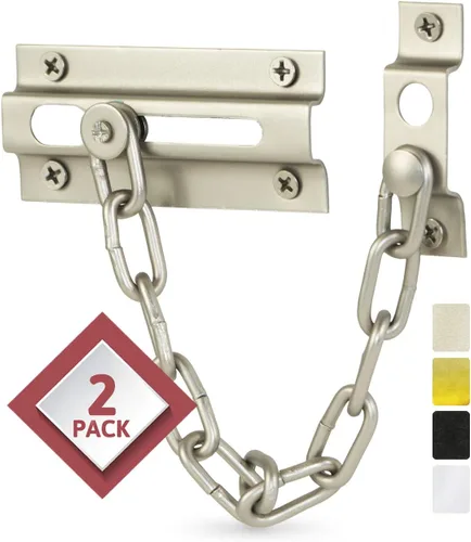 Jack N'Drill - Paquete de 2 cerraduras de cadena para puerta, cerradura de cadena exclusiva con longitud de cadena extendida, 100% seguridad a