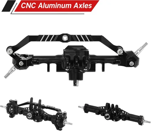 Miniatura 3 de INJORA Juego de ejes delantero y trasero - Ejes completos de aluminio extendidos +4mm para actualización TRX4M 1/18 RC Crawler Car