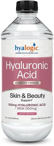 Hyalogic Suplemento líquido de ácido hialurónico – Apoyo ingestible para la piel con 100 mg de HA y 100 mg de MSM – Hidratación natural para la
