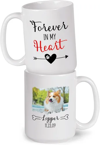 Miniatura 11 de Taza de café blanca personalizada con foto, con texto en inglés «To The World's Best Dog Dad We Woof You», taza de café blanca de 11 onzas y 15