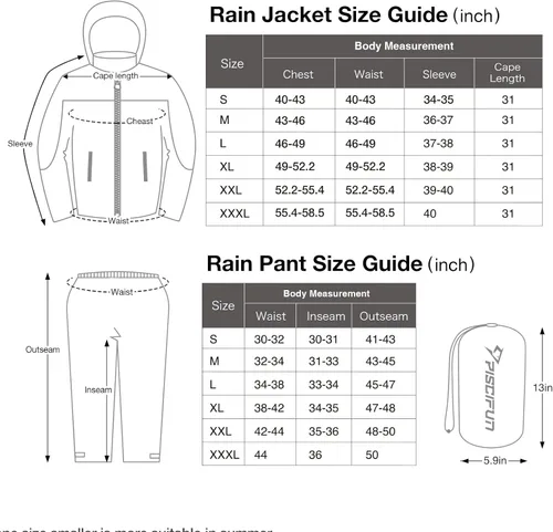 Miniatura 7 de Piscifun Rain Suit, Lightweight Soft Rainwear, Waterproof Breathable 2 Pieces Rain Gear