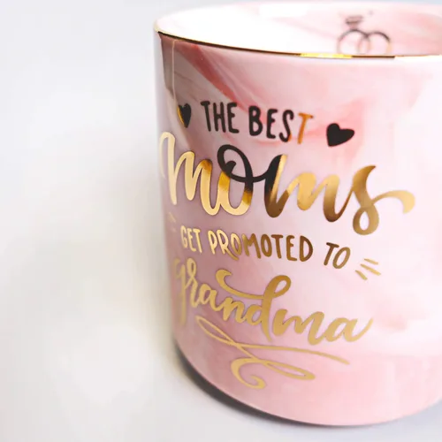 Miniatura 2 de VILIGHT Regalos para la abuela por primera vez, taza de promoción a la abuela, anuncio de embarazo para la nueva abuela, taza de café de mármol rosa