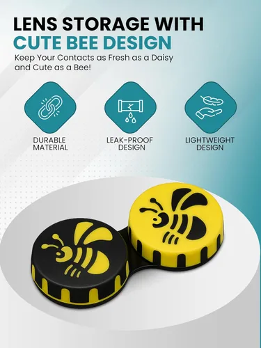 Miniatura 2 de SPORTS WORLD VISION Estuches de lentes de contacto divertidos de temporada Bee Cute Screw Top Almacenamiento de viaje Caja de lentes de contacto L/R