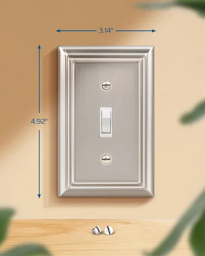 Miniatura 6 de DEWENWILS Paquete de 4 placas de pared de metal, cubierta de interruptor de palanca individual, resistente a la corrosión, níquel cepillado