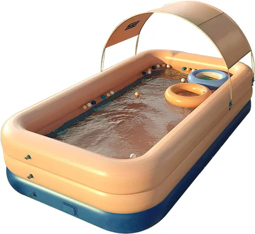 YUEWO - Piscina inflable con dosel, piscina portátil sobre el suelo para bebés, niños y adultos, para jardín familiar y patio trasero (color rosa,