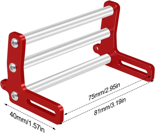 Miniatura 4 de OGRC - Barra de empuje de parachoques delantero a control remoto de aleación de aluminio para 1/10 TRX4 SCX10 coches orugas (rojo)