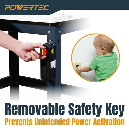 Miniatura 4 de Powertec Interruptor de seguridad para herramientas eléctricas de doble salida - Interruptor de paleta de 120V 15A con cerradura de llave
