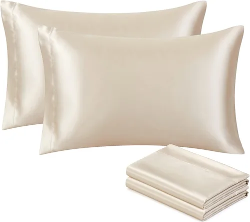 Miniatura 38 de Ersmak Juego de 2 fundas de almohada de satén estándar, ultra suaves y sedosas para cabello y piel, resistentes a las arrugas a la decoloración