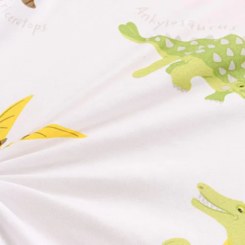 Miniatura 6 de Sábana bajera con bolsillo profundo, sábanas de cama de tela suave con estampado de dinosaurios lindos para niños y niñas, tamaño Full Blanco