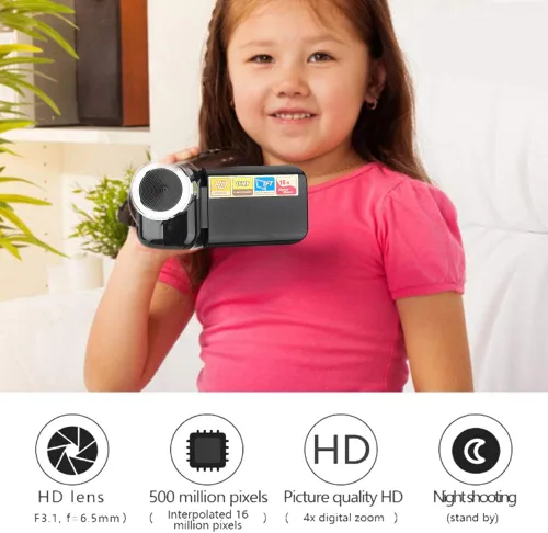 Miniatura 2 de Videocámara digital para niños – Cámara de video HD con zoom digital 16X con pantalla LCD TFT de 2 pulgadas, grabadora de video portátil para niños