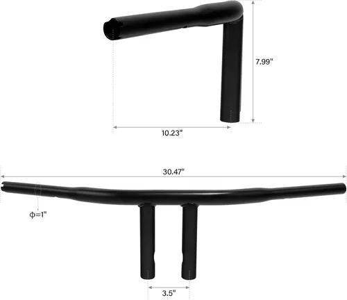 Miniatura 4 de TCT-MOTORPARTS Negro 8 "Rise 1 1/4 '' Fat T-Bar Manillar Ajuste Para Harley Dyna Wide Glide Fat Bob