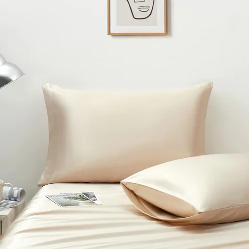 Miniatura 55 de Ersmak Juego de 2 fundas de almohada de satén estándar, ultra suaves y sedosas para cabello y piel, resistentes a las arrugas a la decoloración