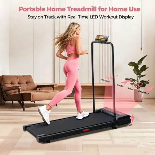 Miniatura 3 de Caminadora con Inclinación y Barra de Agarre, Caminadoras Portátiles Compactas para Casa/Apartamento con Manijas, Caminadora Eléctrica Pequeña