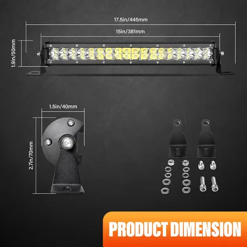 Miniatura 2 de SKYWORLD Barra de luz de trabajo LED de doble fila de 15 pulgadas, 108 W, 10800LM, haz de punto antiniebla, 6000 K, lámpara de conducción