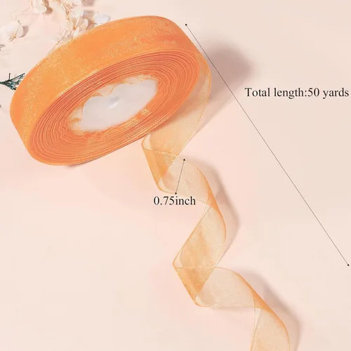 Miniatura 2 de Cinta de organza transparente de 3/4 de pulgada, 50 yardas, cinta de gasa para envolver regalos, decoración de Navidad, Halloween, ramo de boda