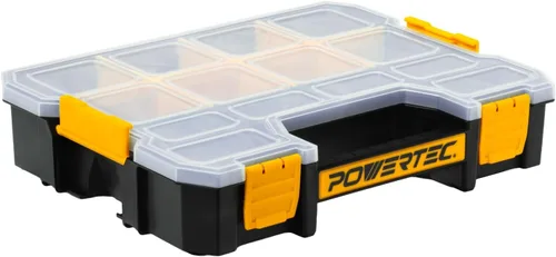 Miniatura 20 de POWERTEC Caja organizadora de herramientas apilable con separadores extraíbles, 17 compartimentos, entrelazado, diseño portátil, paquete de 2 Caja
