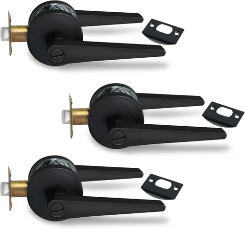 Miniatura 14 de MD8820-DB-BK-1P - Manija de puerta de privacidad sólida para dormitorio y baño, acabado negro mate