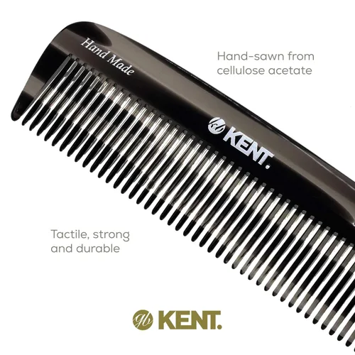 Miniatura 5 de Kent Peine de dientes anchos 12T G, peine desenredante de cabello, peine de bolsillo hecho a mano para cabello grueso, rizado, ondulado, peine