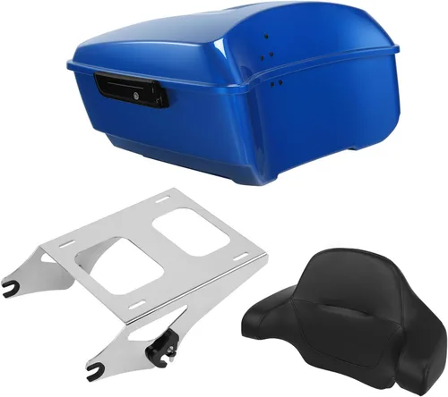 Miniatura 13 de TCT-MOTORPARTS Atlas Silver Metálico Maletero de Viaje Modificado con Respaldo y Montaje en Rack Adecuado para Harley Touring 14-25 Street Glide