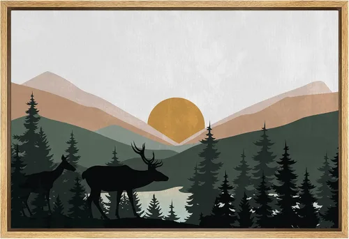 Miniatura 12 de SIGNFORD Lienzo Enmarcado Impresión Arte de Pared Océano Pastel Luz del Sol Puesta de Sol Horizonte Naturaleza Vida Silvestre Ilustraciones Arte