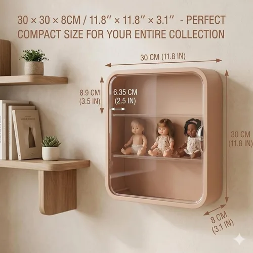 Miniatura 2 de Vitrina en miniatura para figuras coleccionables, caja transparente con estantes, organizador de plástico montado en la pared o en el escritorio