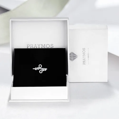Miniatura 6 de PRAYMOS Anillo de plata de ley 925 ajustable abierto para mujer con caja de joyería, Plata Esterlina