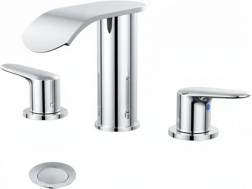 Miniatura 9 de WOWOW Grifo de Baño Cascada 3 Orificios 8 Pulgadas Extendido Grifo de Lavabo de Baño, Dos Manijas Grifos de Lavabo de Tocador con Desagüe Pop-up