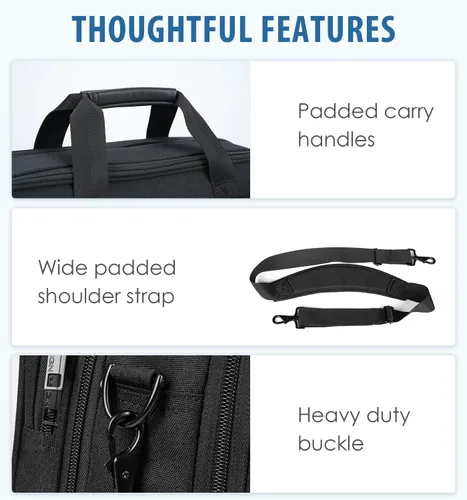 Miniatura 7 de EMPSIGN Maletín para computadora portátil, bolsa de 17.3 pulgadas para computadora portátil, bolsa de mensajero expandible para hombres y mujeres